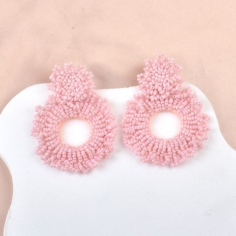 1 Pair Exaggerated Simple Style Circle Seed Bead Drop Earrings