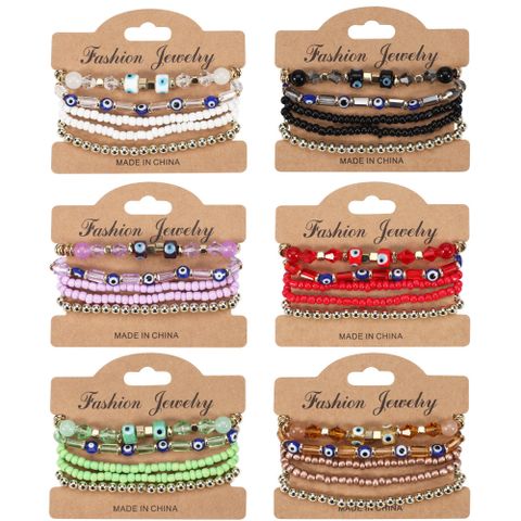 Classic Style Round Bead Colored Glaze Wholesale Bracelets