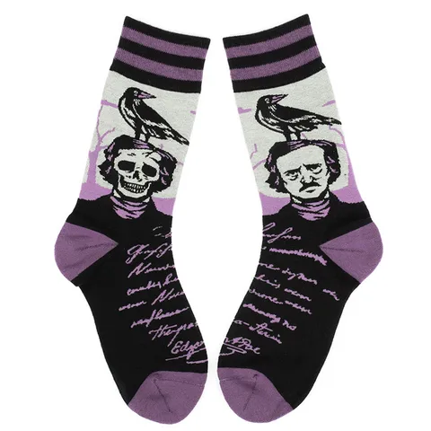 Unisex Gothic Crow Human Cotton Crew Socks A Pair