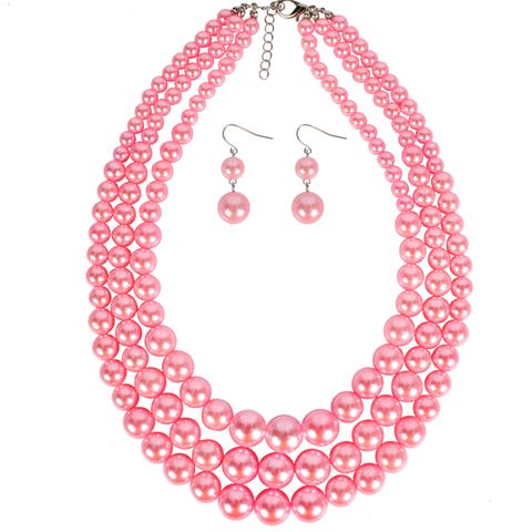 Vintage Style Solid Color Abs Beaded Women's Jewelry Set