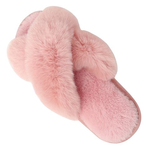 Women's Vintage Style Solid Color Open Toe Plush Slippers