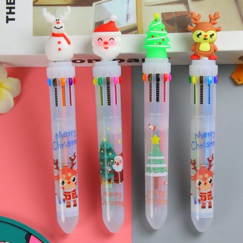 1 Piece Christmas Tree Santa Claus Class Learning Christmas Ball Pen Refill Plastic Cute Ballpoint Pen