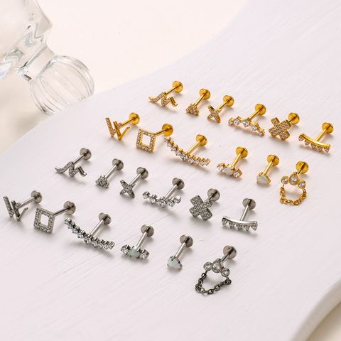 1 Piece Ear Cartilage Rings & Studs IG Style Cool Style Geometric Water Droplets Pure Titanium Plating Inlay Zircon