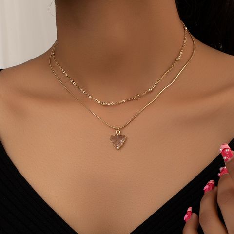 Basic Simple Style Commute Solid Color Alloy Plating 14k Gold Plated Women's Pendant Necklace