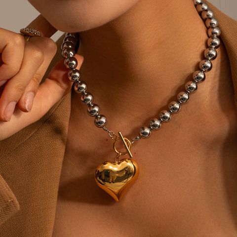 Ig-stil Übertrieben Herzform Rostfreier Stahl Überzug 18 Karat Vergoldet Halskette