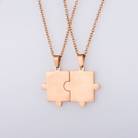 Simple Style Jigsaw Titanium Steel Plating 18k Gold Plated Pendant Necklace