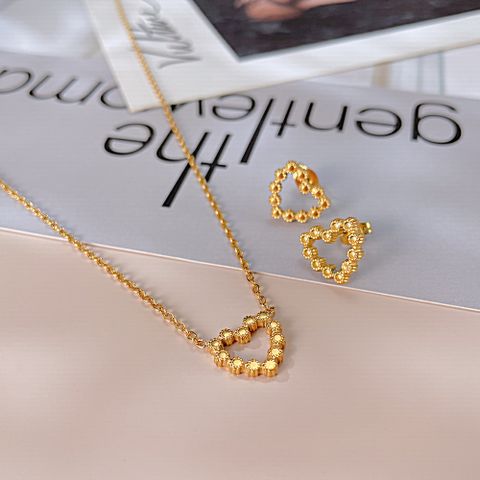 Stainless Steel IG Style Simple Style Heart Shape No Inlay Earrings Necklace
