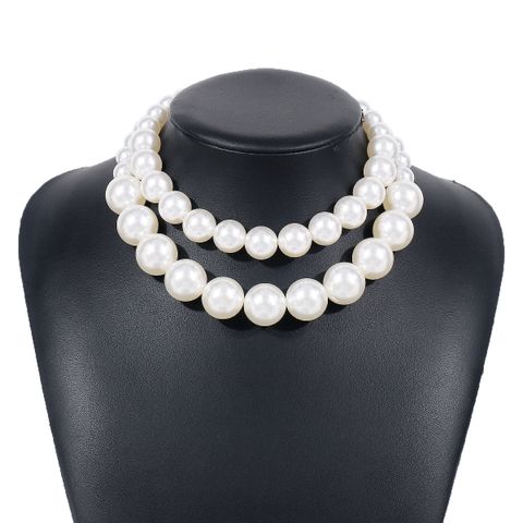 Wholesale Jewelry Elegant Modern Style Simple Style Solid Color Imitation Pearl Iron Double Layer Necklaces Necklace Choker