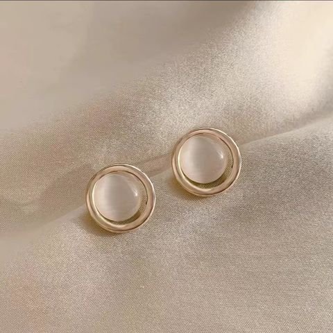 Wholesale Jewelry Simple Style Heart Shape Flower Opal Artificial Gemstones Plating Inlay Ear Studs