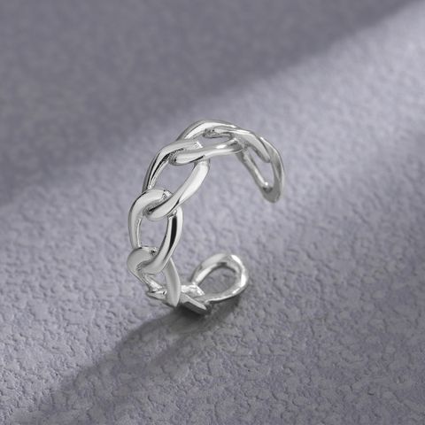Shiny Solid Color Sterling Silver Plating Open Rings