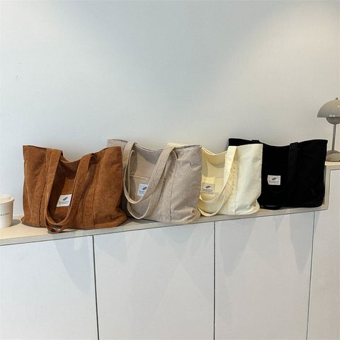 Women's All Seasons Corduroy Color Block Classic Style Square Zipper Handbag