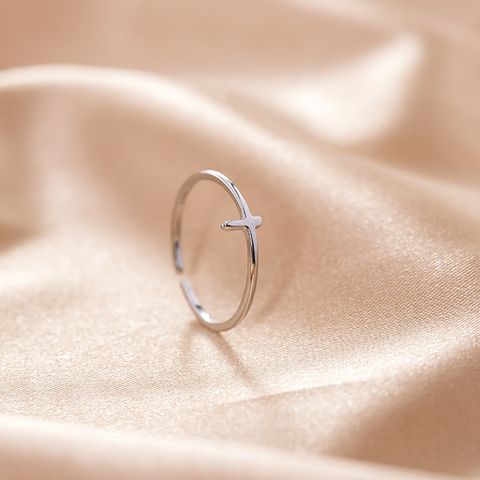 Simple Style Solid Color Sterling Silver Plating Open Rings