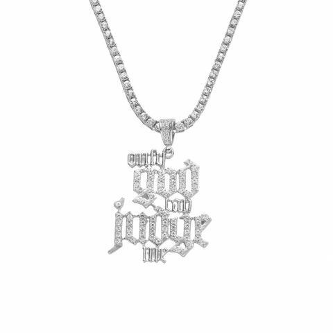 Hip-hop Letter Alloy Inlay Zircon Unisex Pendant Necklace