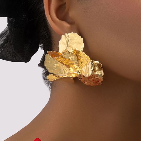 1 Pair Glam Retro Luxurious Flower Plating Alloy Ferroalloy 14k Gold Plated Ear Studs