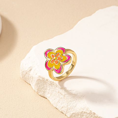 Retro Simple Style Flower Alloy Wholesale Rings