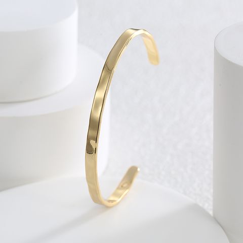 Casual Simple Style C Shape Copper 18k Gold Plated Cuff Bracelets In Bulk