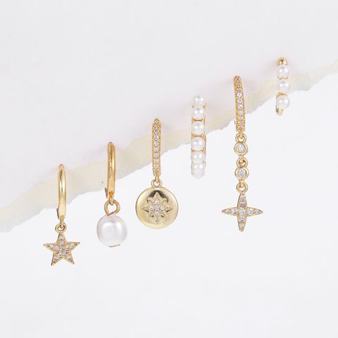 1 Set Elegant Simple Style Geometric Tassel Plating Inlay Brass Zircon 18k Gold Plated Earrings