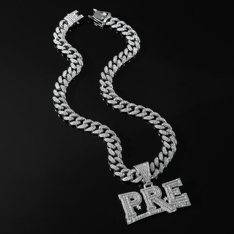 Hip-hop Letter Alloy Rhinestone Inlay Zircon Men's Pendant Necklace Necklace Pendant