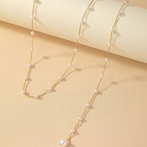 Sweet Simple Style Geometric Imitation Pearl Plating Gold Plated Women's Necklace