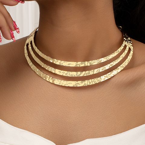 Hip-hop Punk Solid Color Alloy Plating Gold Plated Women's Choker