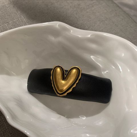 Vintage Style Heart Shape Leather Hair Clip