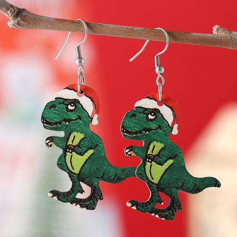 1 Pair Cartoon Style Dinosaur Wood Earrings