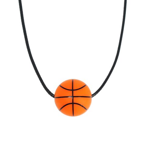 Simple Style Basketball Stainless Steel Silica Gel Pendant Necklace