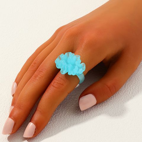 Cute Simple Style Flower Synthetic Resin Wholesale Rings