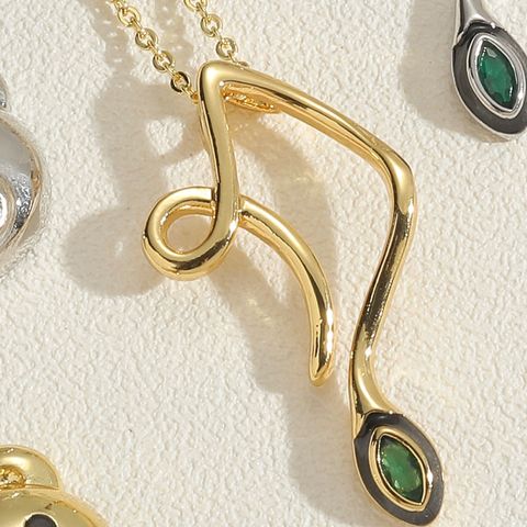 Simple Style Bear Snake Copper 14k Gold Plated Zircon Pendant Necklace In Bulk