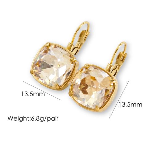 1 Pair Retro Roman Style Geometric Plating Inlay 304 Stainless Steel Zircon 14K Gold Plated Drop Earrings