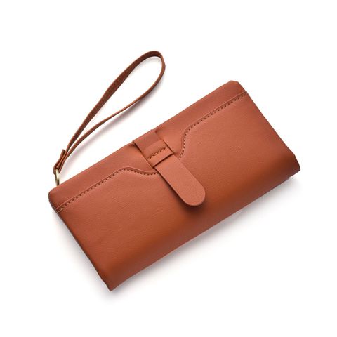 Women's Solid Color Pu Leather Buckle Wallets