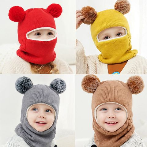 Enfants Unisexe Mignon Couleur Unie Bonnet De Laine