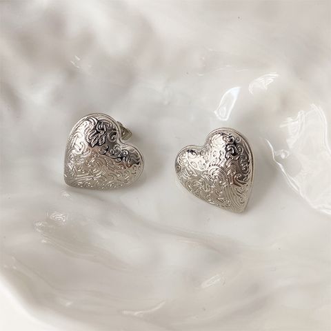 1 Par Retro Forma De Corazón Enchapado Cobre Pendientes