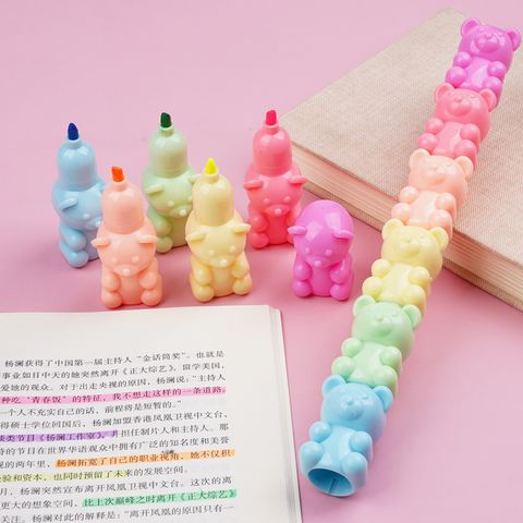 1 Piece Color Block Class Learning Plastic Cute Fluorescent Pen