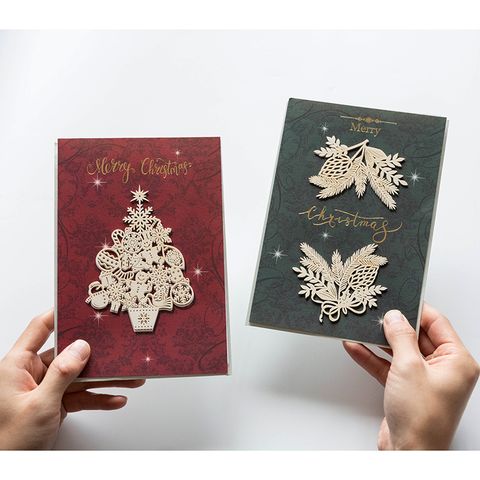 Christmas Cute Christmas Tree Wreath Bell Paper Party Festival Card