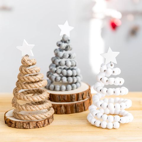 Christmas Cute Christmas Tree Star Solid Color Wood Daily Festival Ornaments