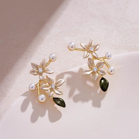 1 Pair Elegant Streetwear Flower Alloy Drop Earrings