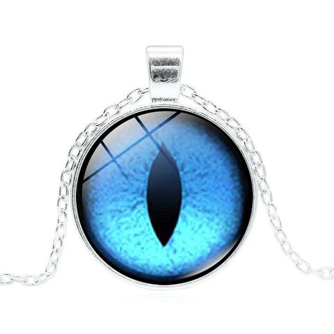 Vintage Style Cat's Eye Glass Leather Rope Zinc Alloy Plating Unisex Pendant Necklace