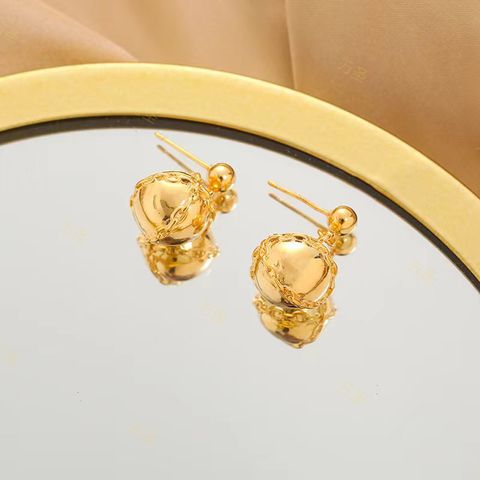 1 Pair Simple Style Solid Color Plating Copper 24k Gold Plated Drop Earrings