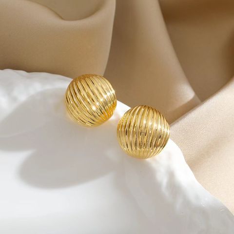 1 Pair Simple Style Solid Color Plating Copper 24k Gold Plated Ear Studs