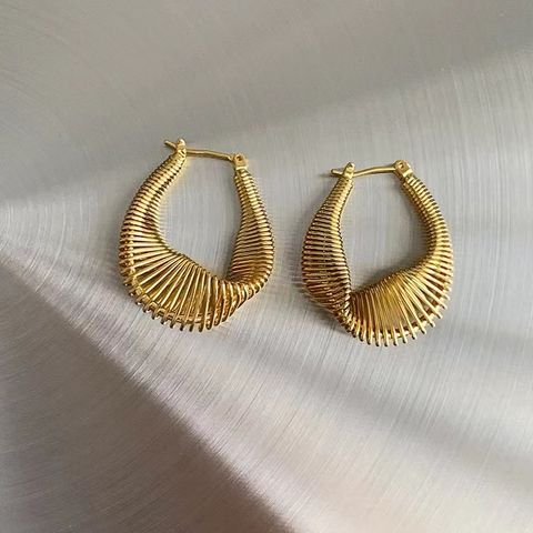 1 Pair Retro Solid Color Plating Brass Gold Plated Earrings