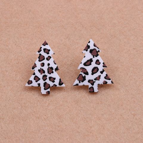 Wholesale Jewelry Simple Style Christmas Tree Arylic Printing Ear Studs