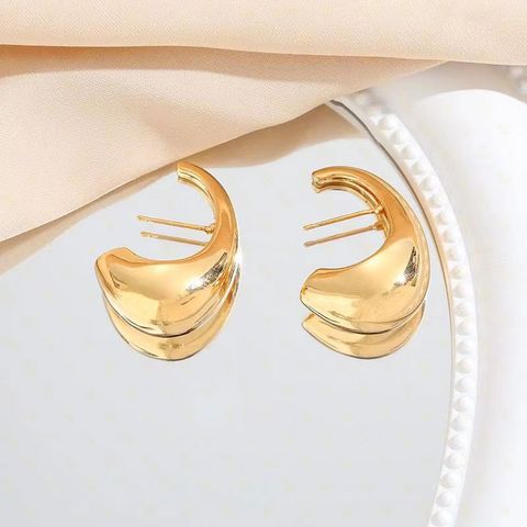1 Pair Simple Style Solid Color Plating Copper 24k Gold Plated Ear Studs