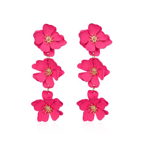 1 Pair Elegant Bohemian Simple Style Flower Plating Alloy Drop Earrings