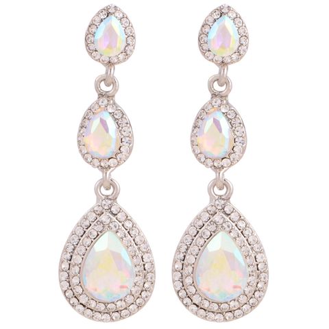 1 Pair Glam Luxurious Geometric Water Droplets Plating Artificial Crystal Drop Earrings
