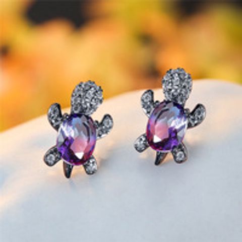 1 Pair Cute Simple Style Tortoise Plating Inlay Copper Zircon Ear Studs