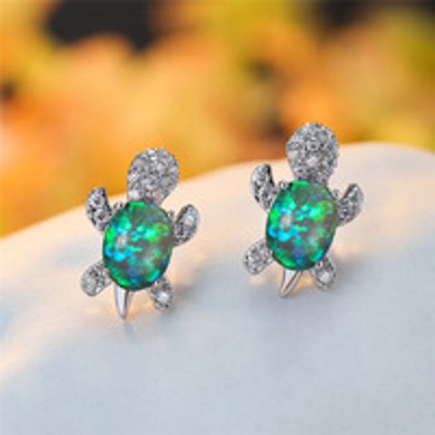 1 Pair Cute Simple Style Tortoise Plating Inlay Copper Zircon Ear Studs