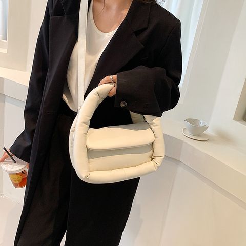 Women's Medium Pu Leather Solid Color Streetwear Square Flip Cover Shoulder Bag Handbag Crossbody Bag