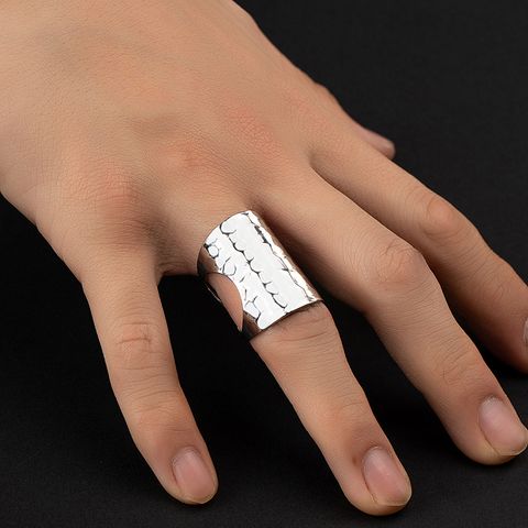 Rock Cool Style Solid Color Alloy Silver Plated Men's Wide Band Rings