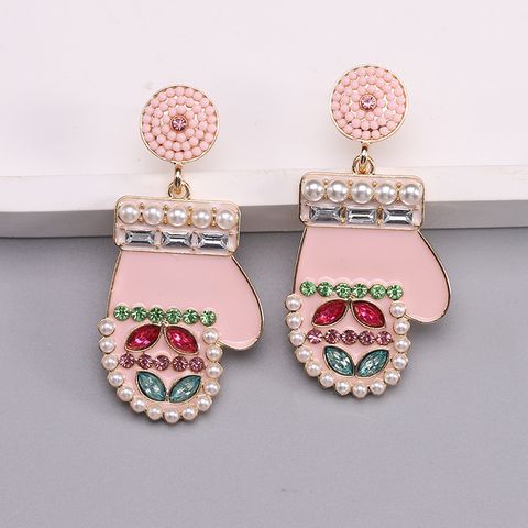 1 Pair Vintage Style Gloves Plating Alloy Gold Plated Drop Earrings